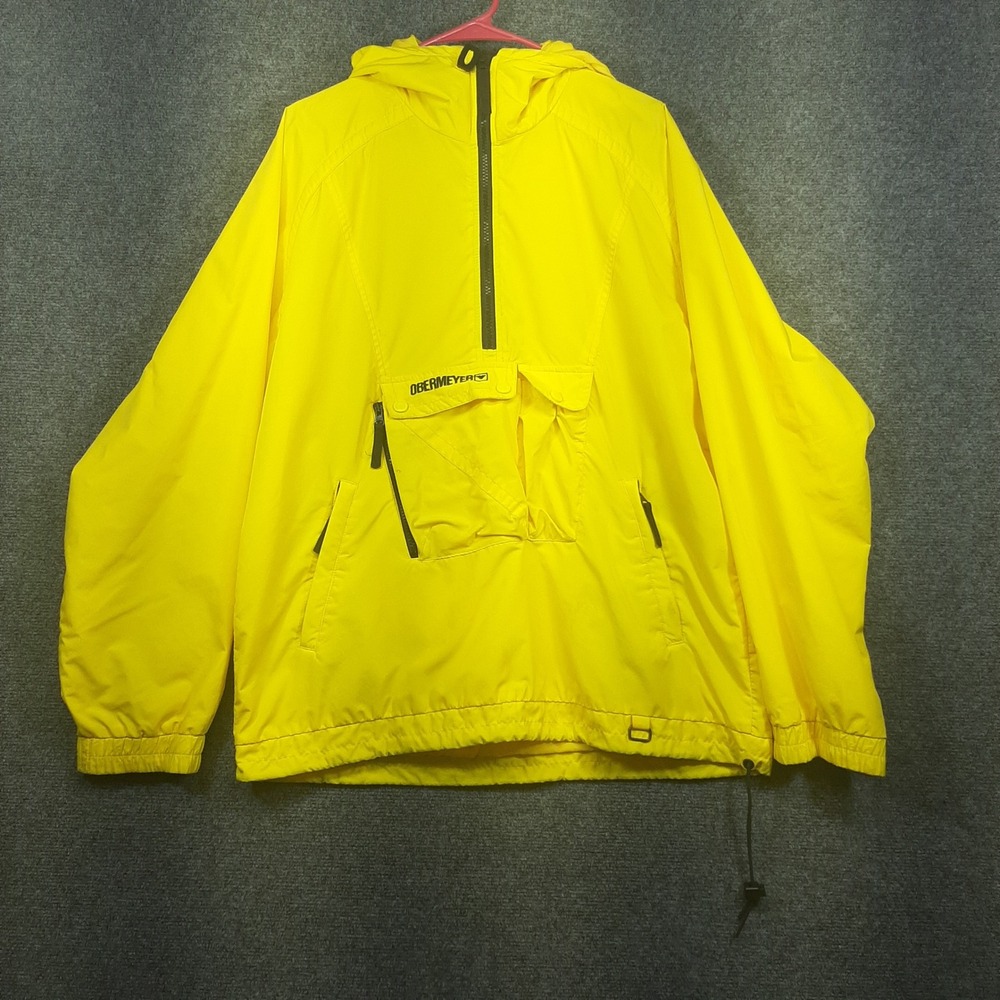 Obermeyer Anorak Caribou Medium Yellow Mens Ski Jacket Windbreaker Hooded VTG